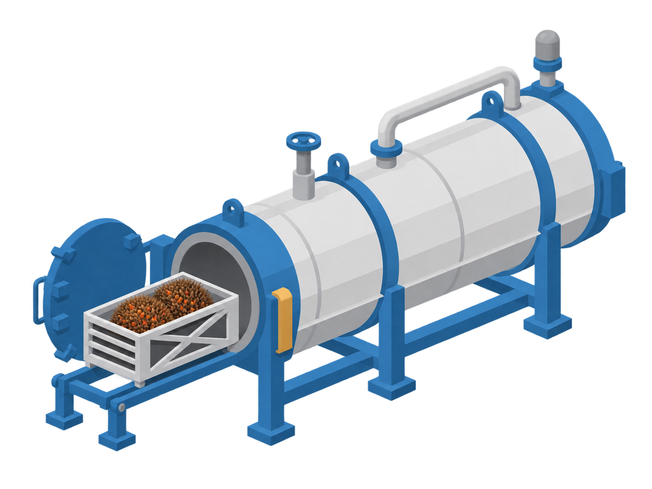 Illustration of a steam steriliser for fruit bunches